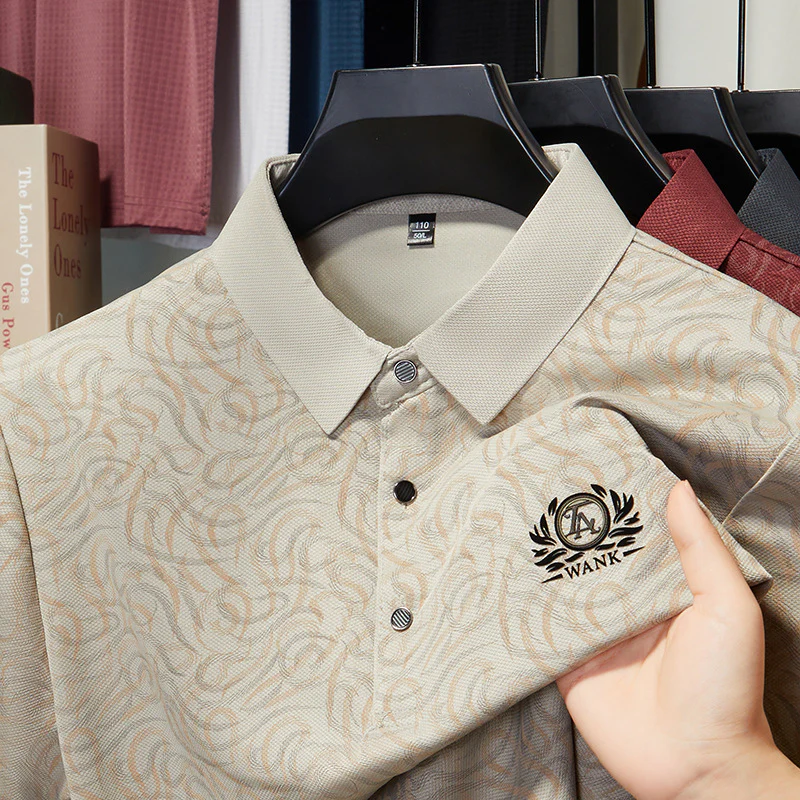 Verdant Crest Embossed Polo T-Shirt - Image 2
